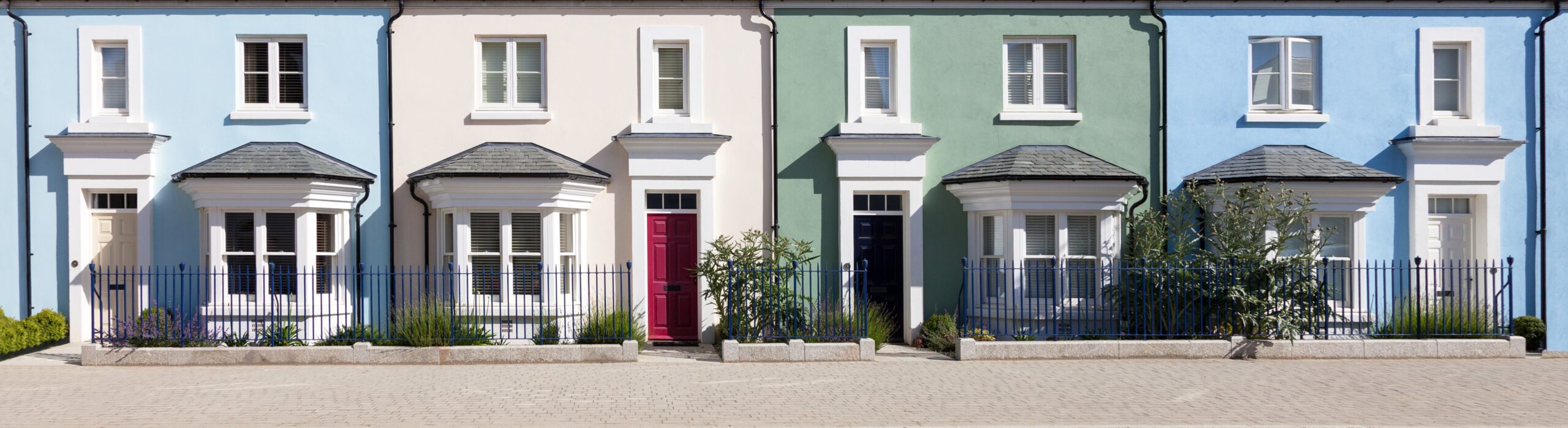 Colourful houses 1 uk electrical cable plug and light